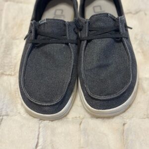 Womens Hey Dudes Black Canvas Slip-On Shoes